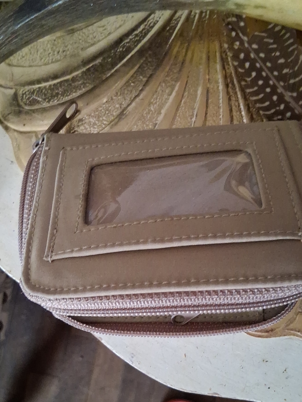 Compact Neutral Card Wallet with Clear ID Window